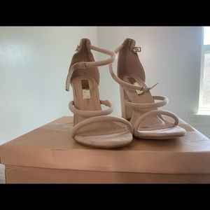 Nude suede heels